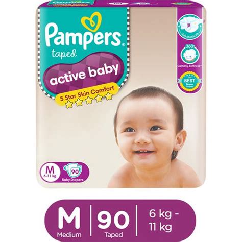 Buy Pampers Active Baby Diaper Medium 90 Pcs Pouch Online At Best