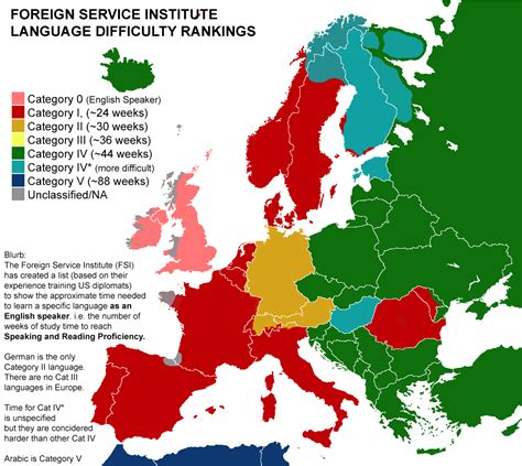 Language Difficult Rankings In Europe According To The Fsi 1106x988