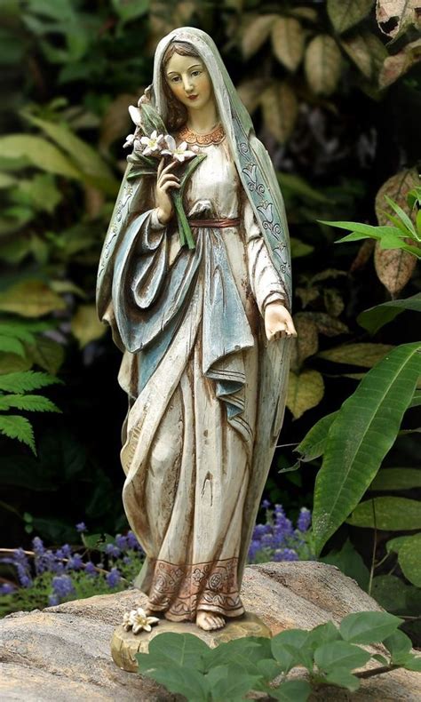 Blessed Virgin Mary Mother Madonna Lilies Garden Statue Outdoor Statues