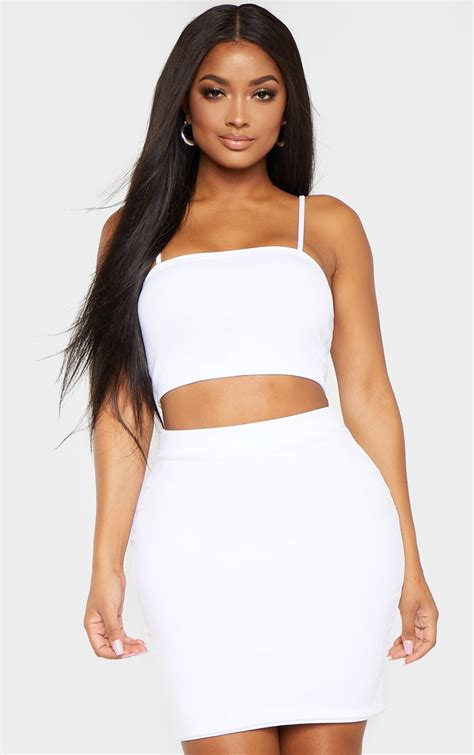 Shape White Bodycon Skirt Curve Prettylittlething Aus