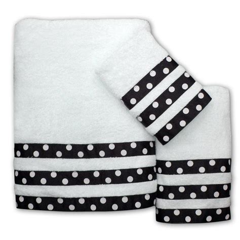 Dots 3 Piece Cotton Embellished Towel Set Black And White Towels