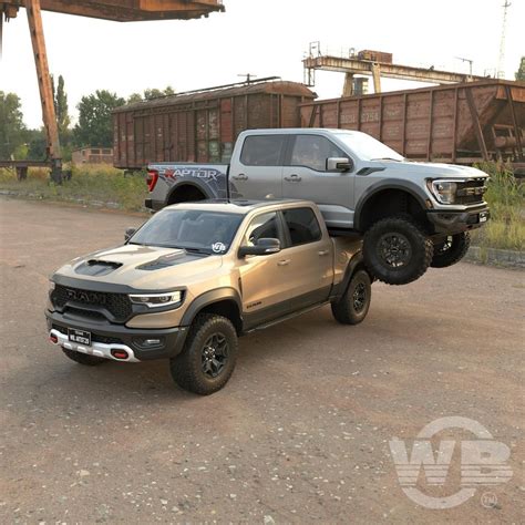 Ram 1500 Trx Side Loads The Ford Raptor R Without Even Breaking A Cgi