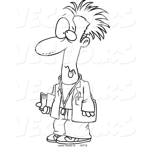 Vector Of A Cartoon Tired Med Student Outlined Coloring Page By Ron
