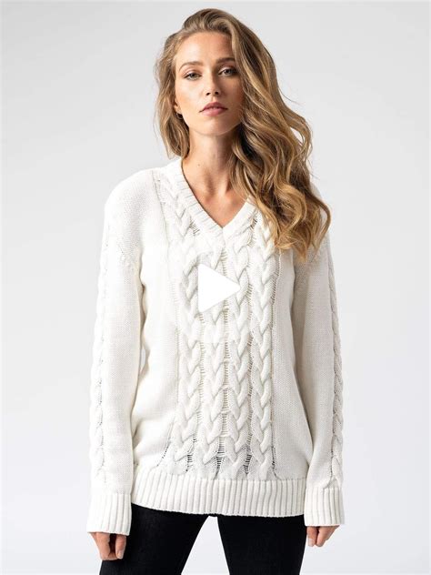 Cable Knit Sweater Cream Cotton Cable Knit Sweater Knitted