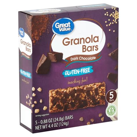 Great Value Gluten Free Dark Chocolate Granola Bars 44 Oz 5 Count