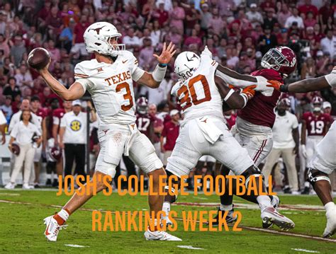 Joshs College Football Rankings 2023Week 2 Josh S World