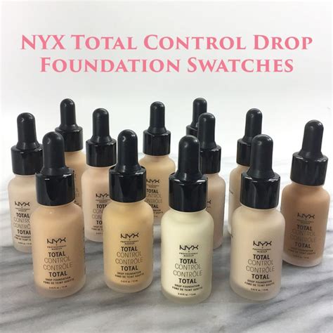 Nyx Total Control Drop Foundation Swatches And Review
