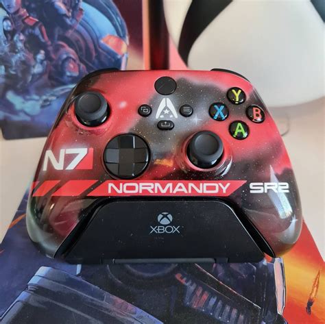 Custom Painted Mass Effect Themed Controller N7 Normandy Renegade Red