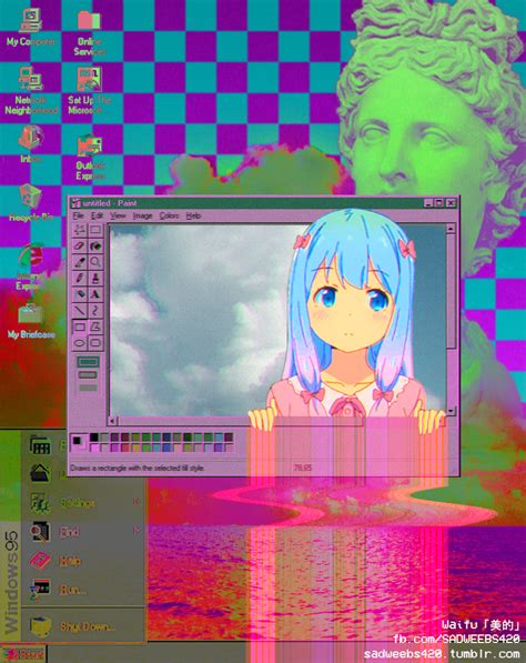 Download the perfect aesthetic pictures. Waifu「美的」 : Photo | Vaporwave wallpaper, Aesthetic anime, Anime wallpaper