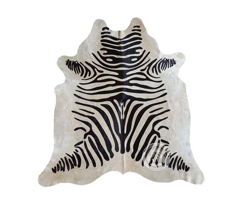 Zebra Black Stripes On Off White Cowhide Rug — Luxury Cowhides