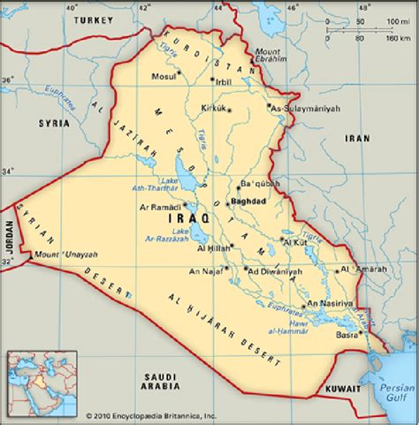 Map Of Iraq Showing The Tigris And Euphrates Rivers Encyclopaedia