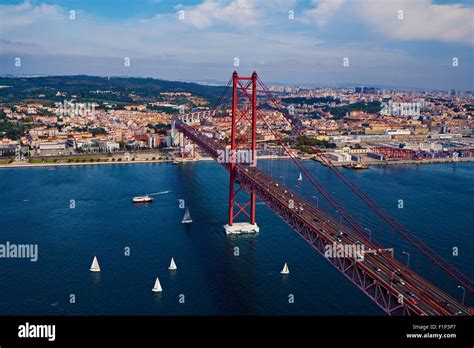 Portugal Lisbon 25 April Bridge On The Tagus River Stock Photo Alamy