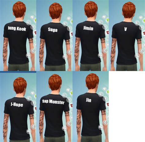 Bts Non Default T Shirt Recolors Sims 4 Male Clothes
