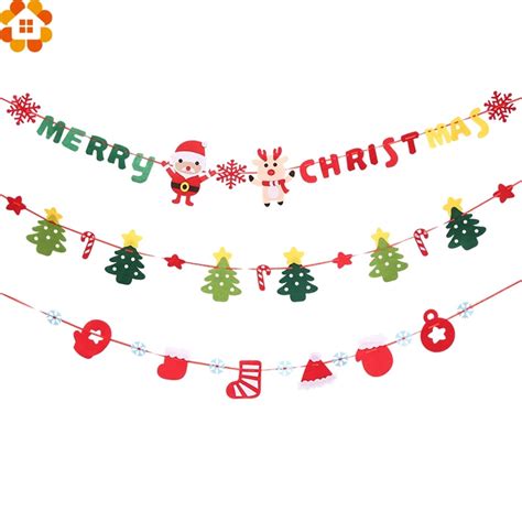 1set 3m Diy Banners Cute Christmas Flags Garland Non Woven Floral