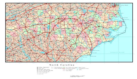 Nc Map With Towns And Cities Map Of World
