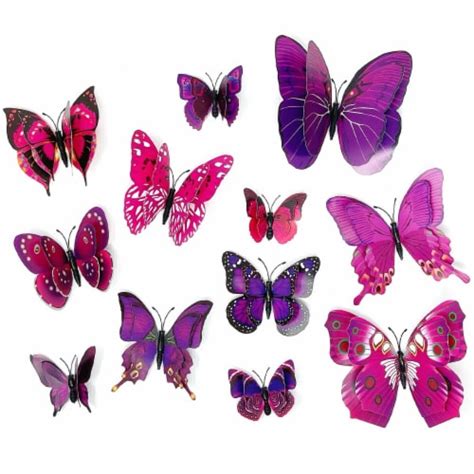 Wrapables 3d Double Wings Butterfly Wall Decor Stickers For Bedroom 24