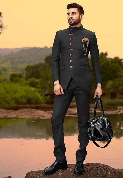 Go through your collection of photographs from weddings and see which pictures are the most flattering. Black Colour Men's Designer Jodhpuri Suit.Buy online black ...