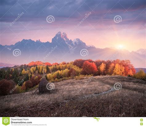 Beautiful Autumn Landscape In The Mountains With The