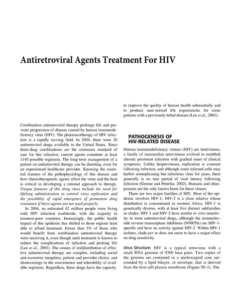 Antiretroviral Agents Treatment For Hiv Antiretroviral Agents