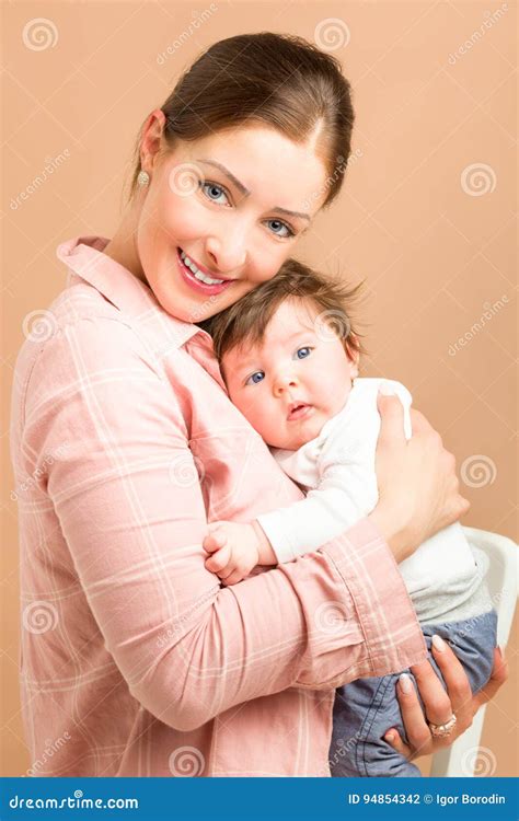 Mother And Six Months Old Baby Girl Stock Photo Image Of Months