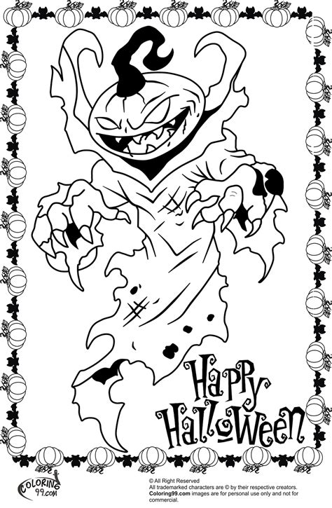 Children of all ages will have fun coloring these halloween themed pages of bats, ghosts, children dressed up for trick or treating, witches and more! Scary Halloween Pumpkin Coloring Pages | Team colors