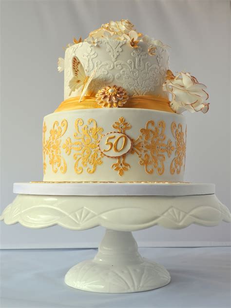 Golden Wedding Anniversary Cake - CakeCentral.com