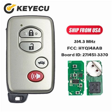 Button Smart Key For Toyota Camry Avalon Remote Fob Hyq Aab Unlocked Ebay