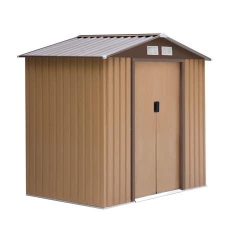 Buy Outsunny Ft X Ft Lockable Garden Metal Storage Shed Large Patio Roofed Tool Storage
