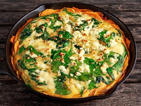 Spinach Feta Quiche With Sweet Potato Crust Recipe And Nutrition Eat