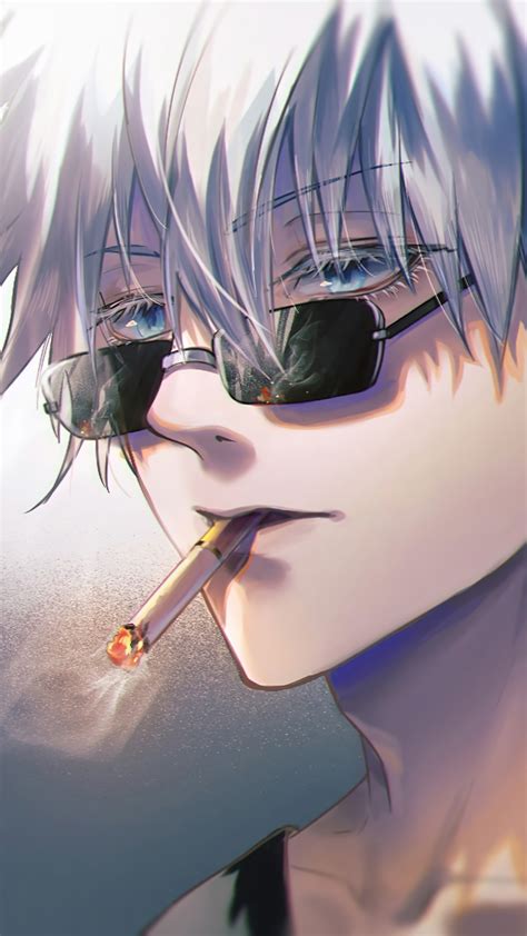 Jujutsu Kaisen Anime Satoru Gojo Smoking Sunglasses Hd Phone