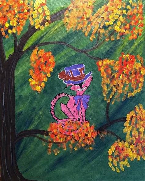 Cheshire Cat In Tree Painting By Yvonne Sewell
