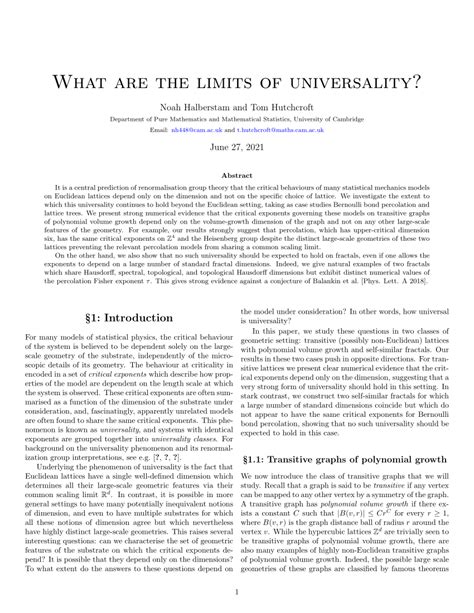 Pdf What Are The Limits Of Universality