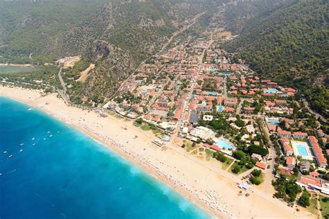 Aerial View Of Oludeniz City And Beach Turkey Stock Image Image Of Hill Sand 138017933