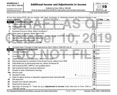 2019 Form 1040 Schedule 1 Will Ask Taxpayers If They Have 1040 Form