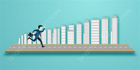 Businessman Running On The Career Road Background Finance Business