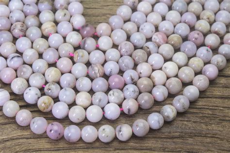 Natural Pink Opal Beads Smooth Round Opal Gemstones Light Etsy In