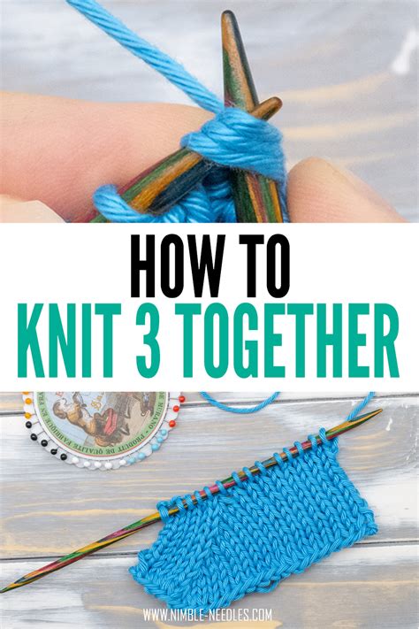 It will be noted as k3tog in the pattern and it is worked the same as a k2tog, except you will grab. How to knit three together (K3tog) - Step by step tutorial ...