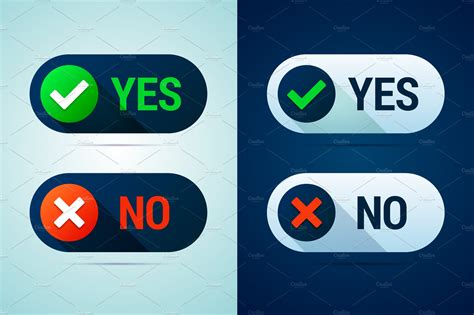 Yes And No Buttons Illustrator Graphics ~ Creative Market