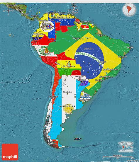 South America Map With Flags