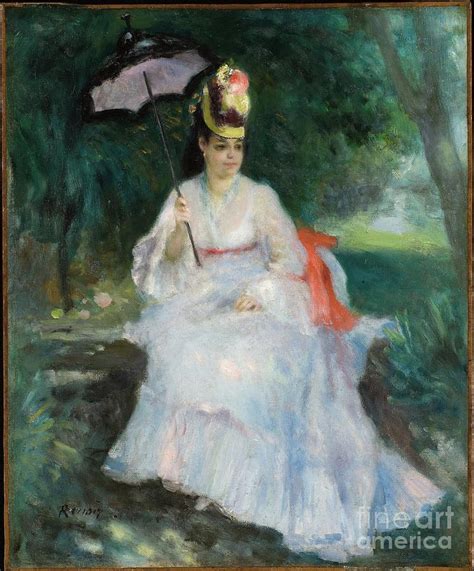 Woman With A Parasol Seated In The Garden Painting By Pierre Auguste