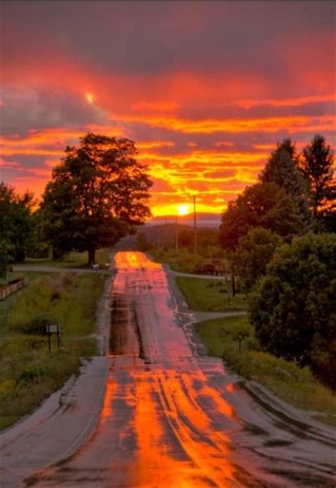 Wet Country Road At Sunset Beautiful Backroads ♡ Pinterest