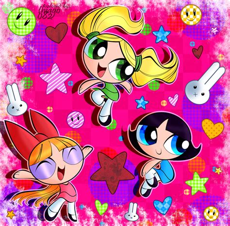 Ppg Classic Oldies Colored 2 Girls Cartoon Art Powerpuff Girls