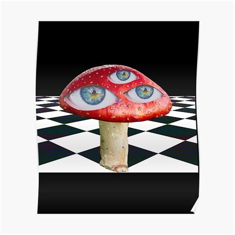 Dreamcore Weirdcore Aesthetics Mushroom Eyes Checker Floor V2 Poster
