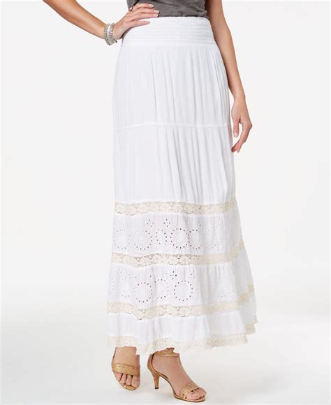Style And Co Crochet Eyelet Maxi Skirt Created For Macys In White
