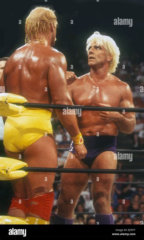 Hulk Hogan And Ric Flair At Wcw Bash At The Beach At The Orlando Arena In Orlando Florida On