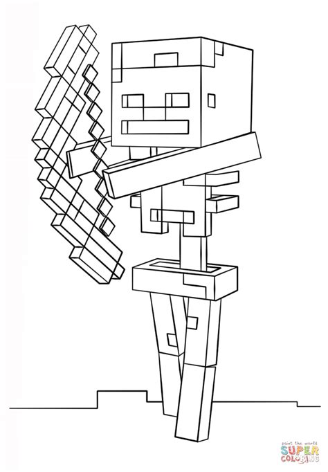 Minecraft Skeleton With Bow Coloring Page Free Printable Coloring Pages