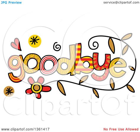 Clipart of Colorful Sketched Goodbye Word Art - Royalty Free Vector ...