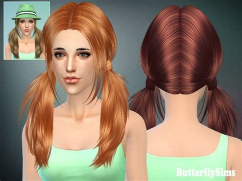 Sims 4 Hairs Butterflysims Two Ponytails Hairstyle 068