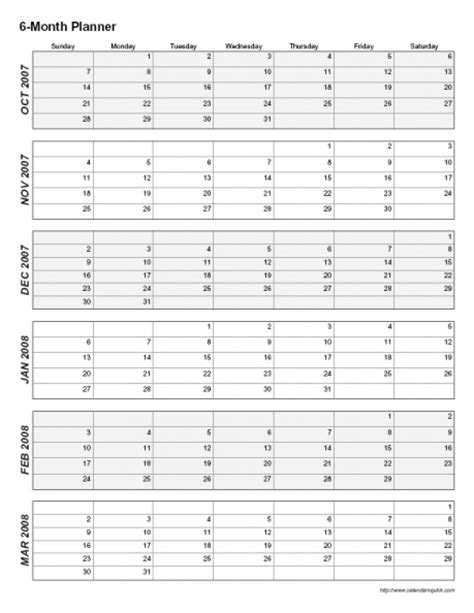 Calendar Blanks 6 Months Calendar Template Printable
