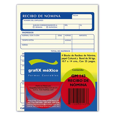 Recibo De Nomina Grafix 25 Hojas 4 Pzs Office Depot Mexico